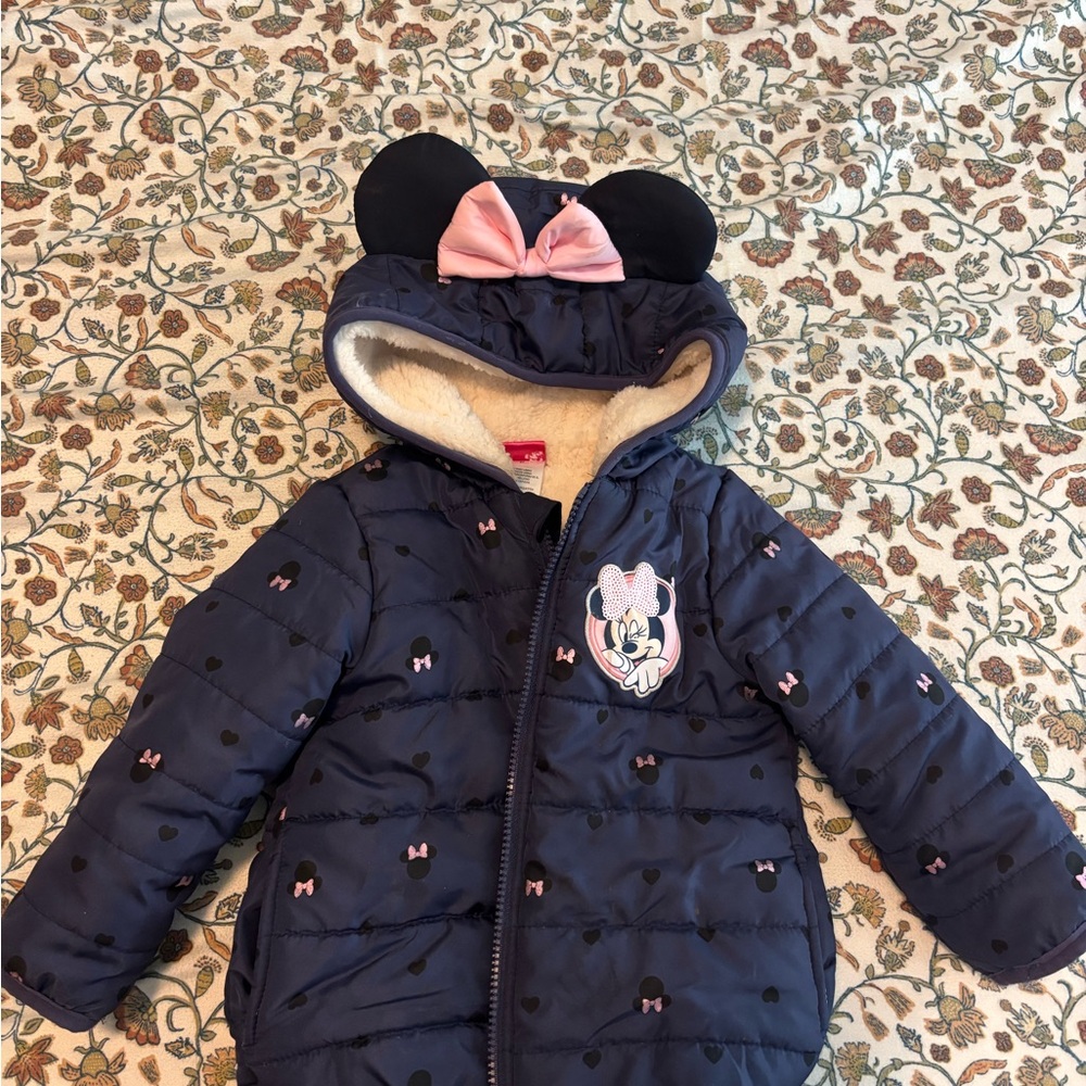 Disney Navy and Pink Minnie Mouse Puffer Jacket
